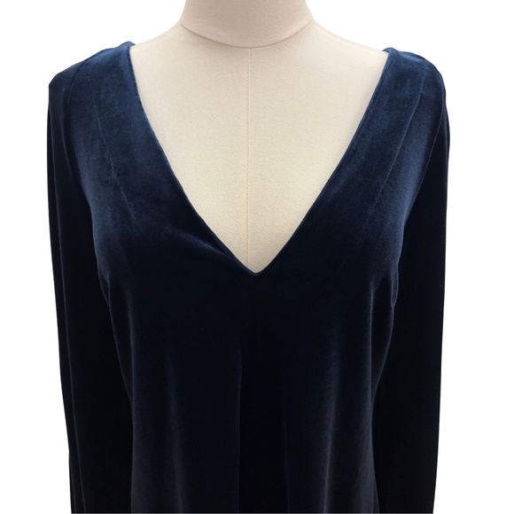 Free People MISHA V-Neck Mini Dress  Blue Velvet - Picture 6 of 7